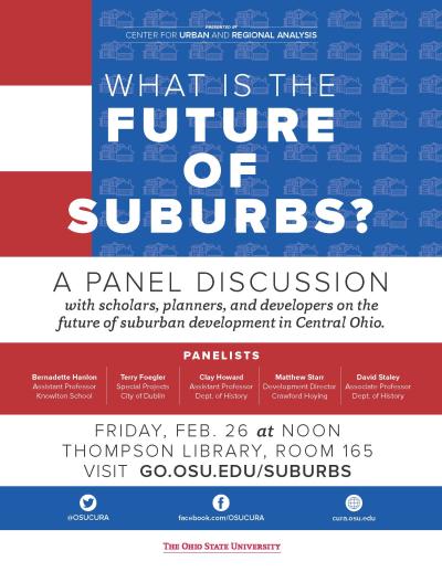 Flyer for What is the Future of Suburbs? event