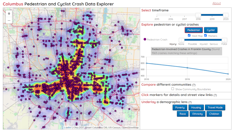 CURIO crash data explorer tool screenshot