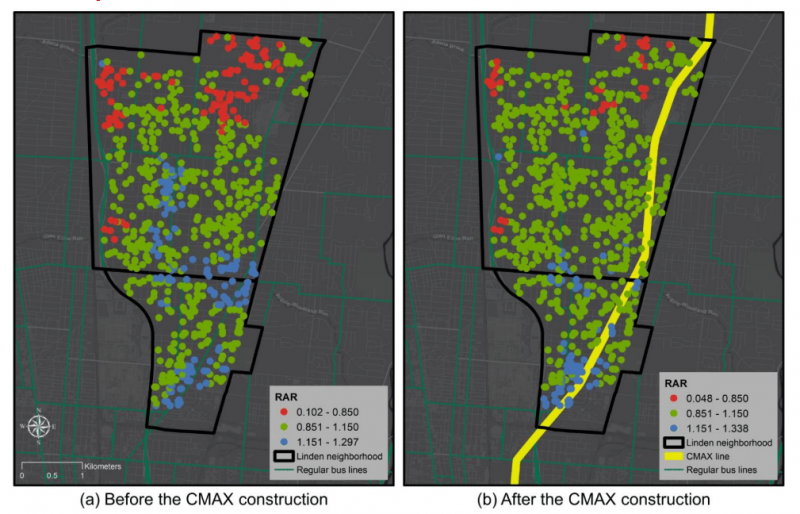 Spatial analysis of new bus rapid transit (CMAX) on equity of healthcare in Linden, Ohio