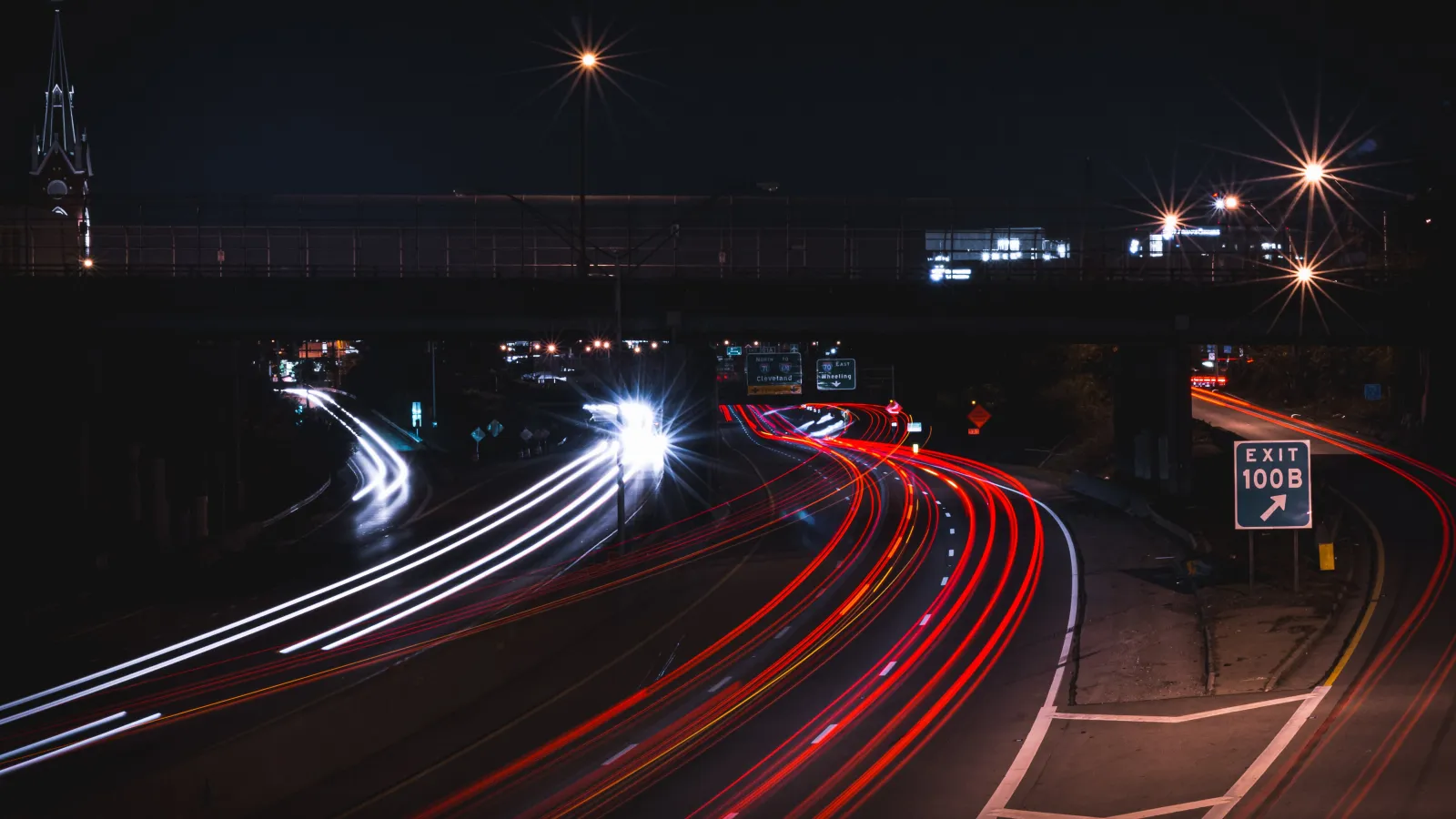 A highway at night