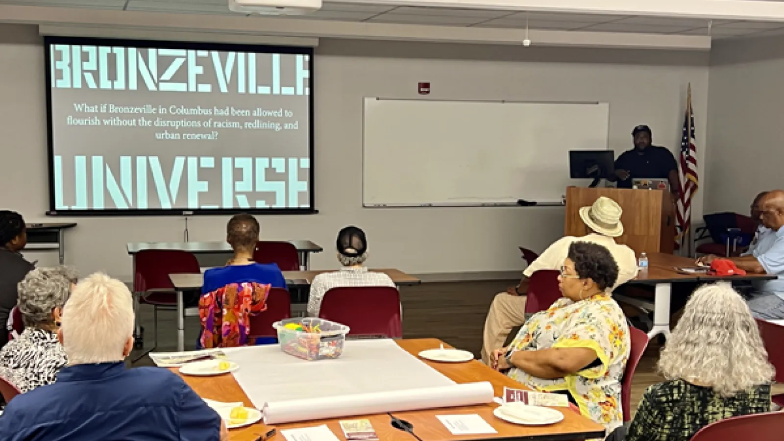 Marshall Shorts speaking at the Bronzeville Universe workshop