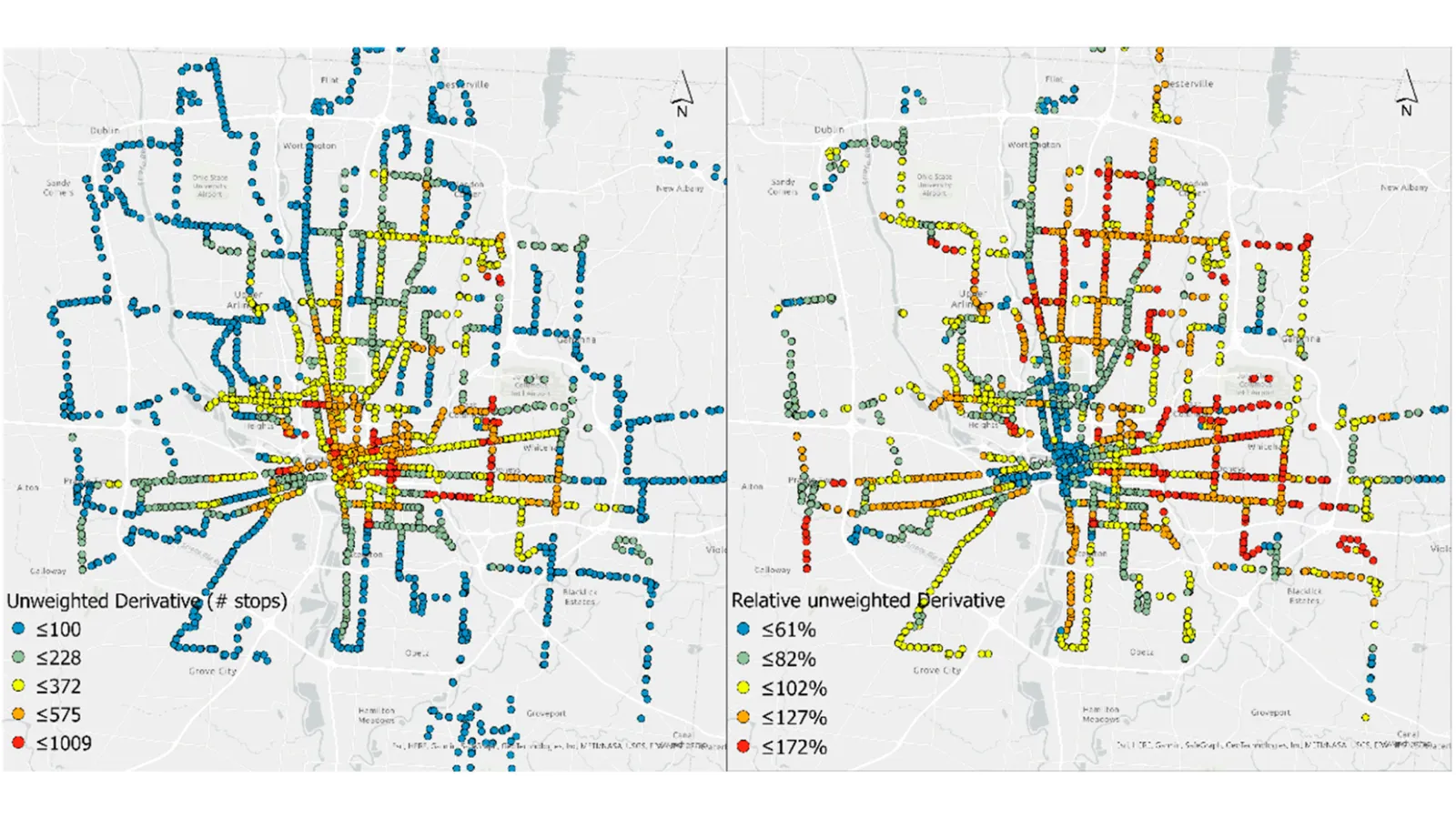 Map of transit accessibility