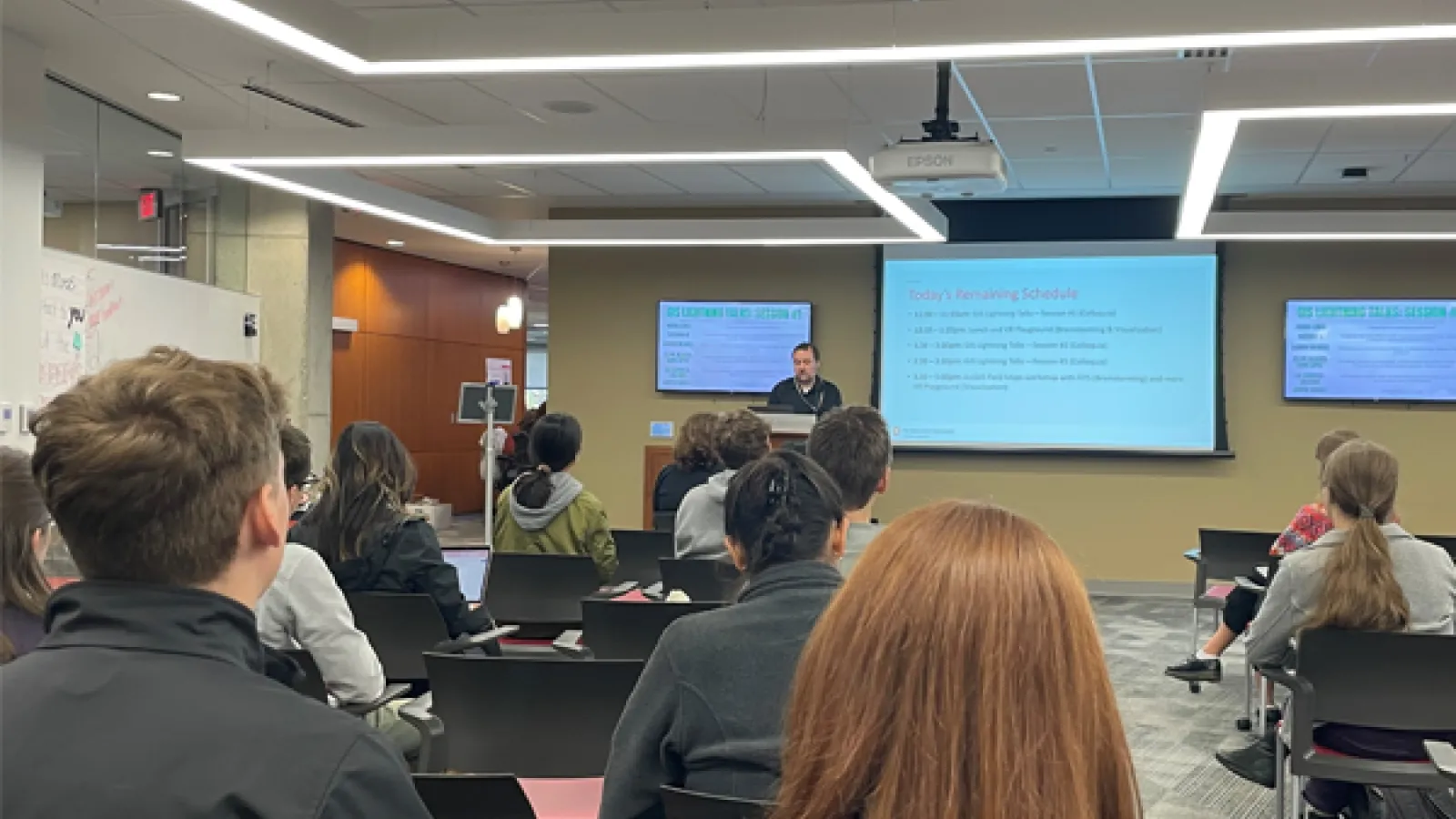 Josh Sadvari speaking at GIS Day 2024