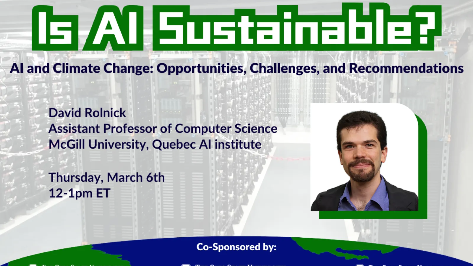 Flyer for David Rolnick Webinar