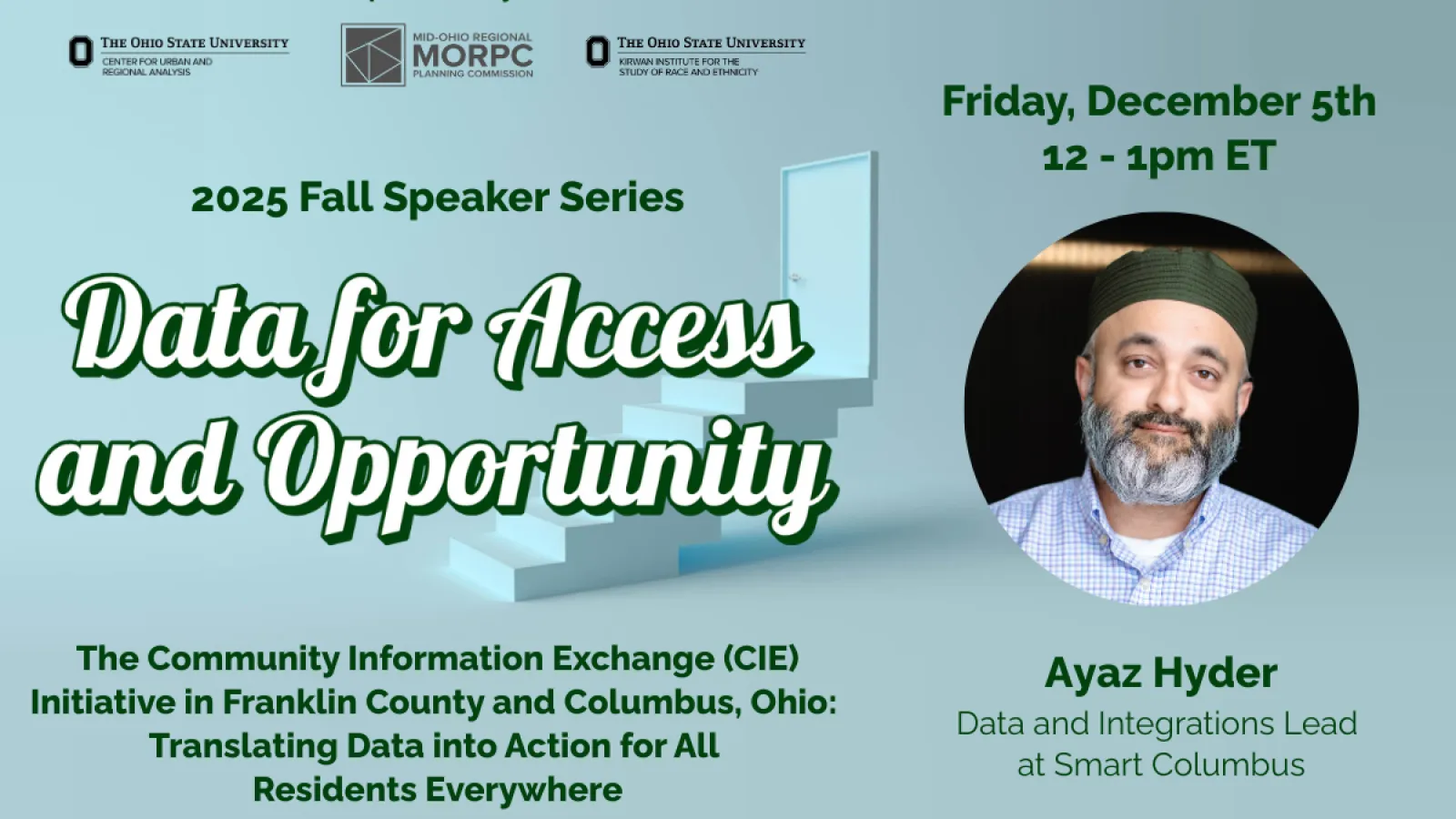 Flyer for webinar with Ayaz Hyder
