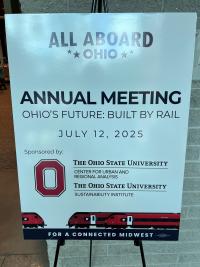 Welcome sign at the 2025 All Aboard Ohio Annual Meeting