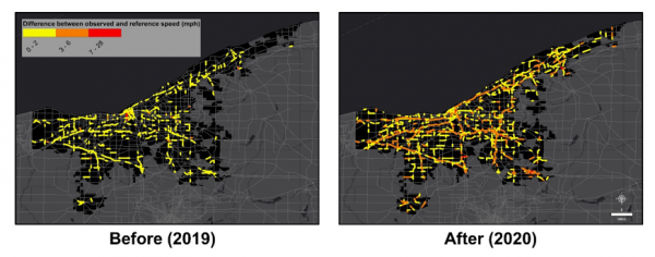 Speeding before and after in Cleveland Ohio