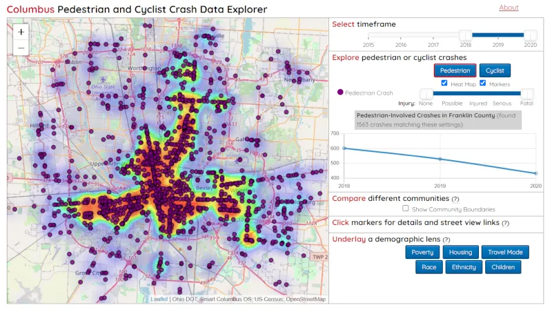 CURIO crash data explorer tool screenshot
