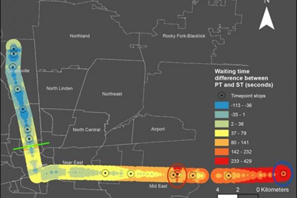 walking time is correlated with longer waiting time for the optimized RTI-based strategy