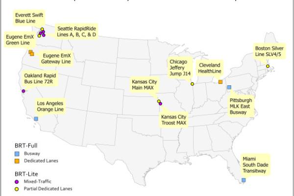 Bus Rapid Transit Systems Selected for Analysis 