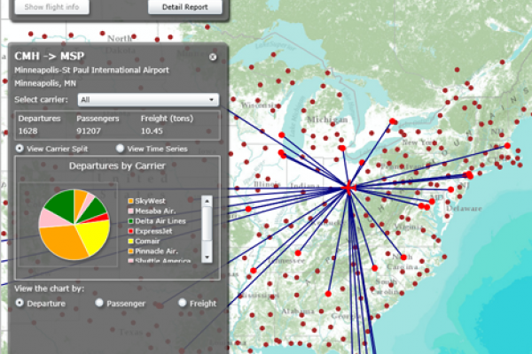 ESRI Silverlight API showing Airline T100 Data ESRI Silverlight API showing Airline T100 Data