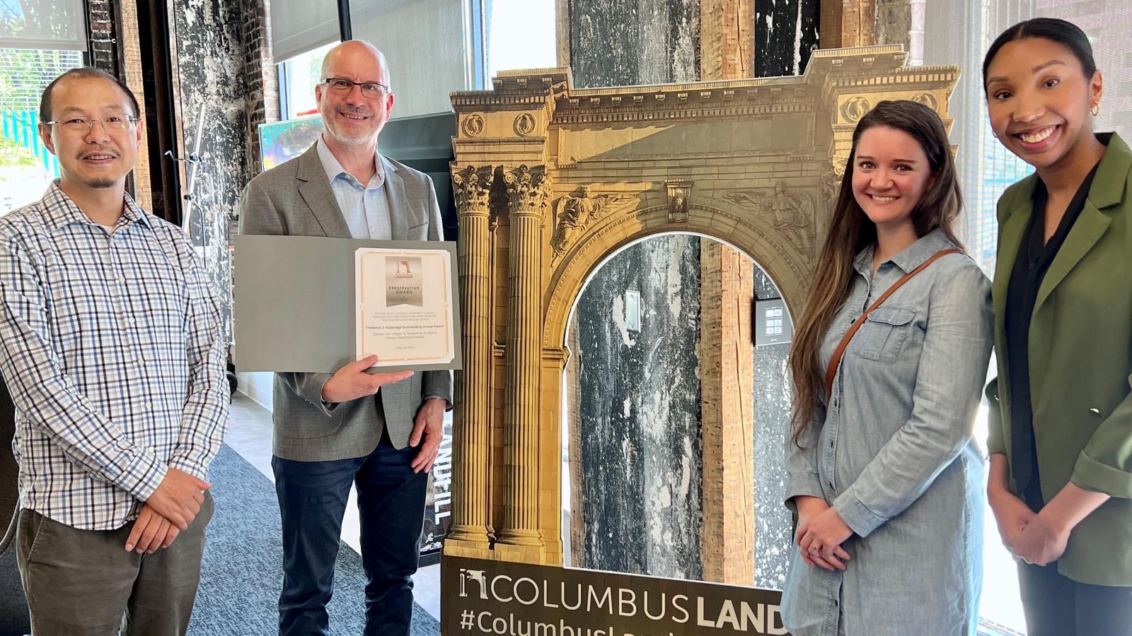 Ningchuan, Harvey, Nicole, and Gerika at Columbus Landmarks Award 