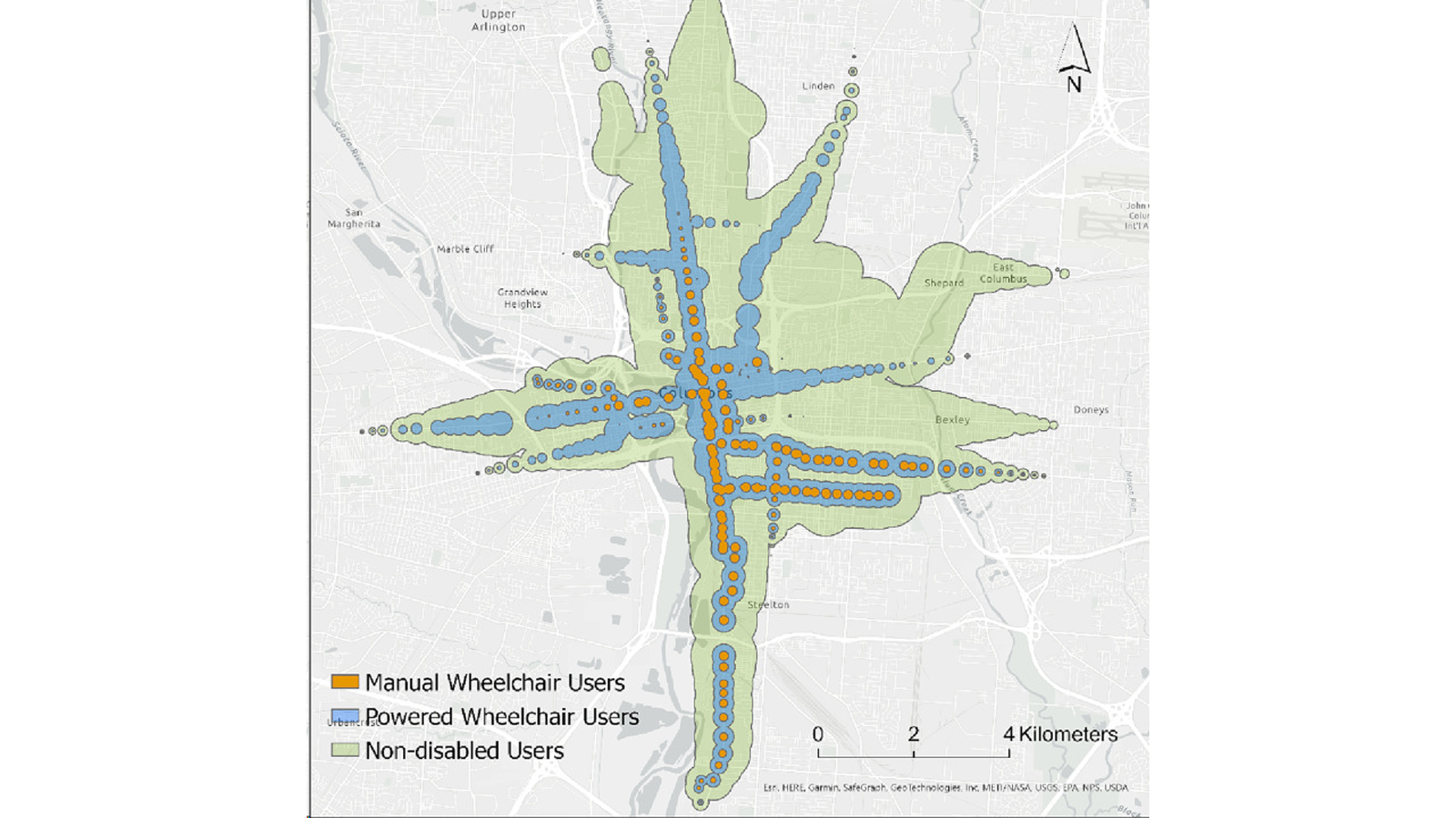 Transit accessibility in Columbus, Ohio