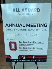Welcome sign at the 2025 All Aboard Ohio Annual Meeting